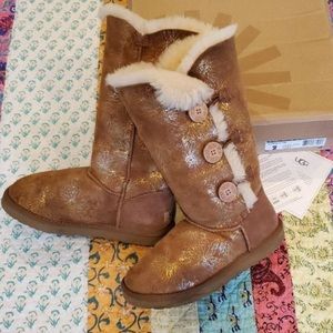 Bailey Button Ugg Boots with Gold Foil Flowers